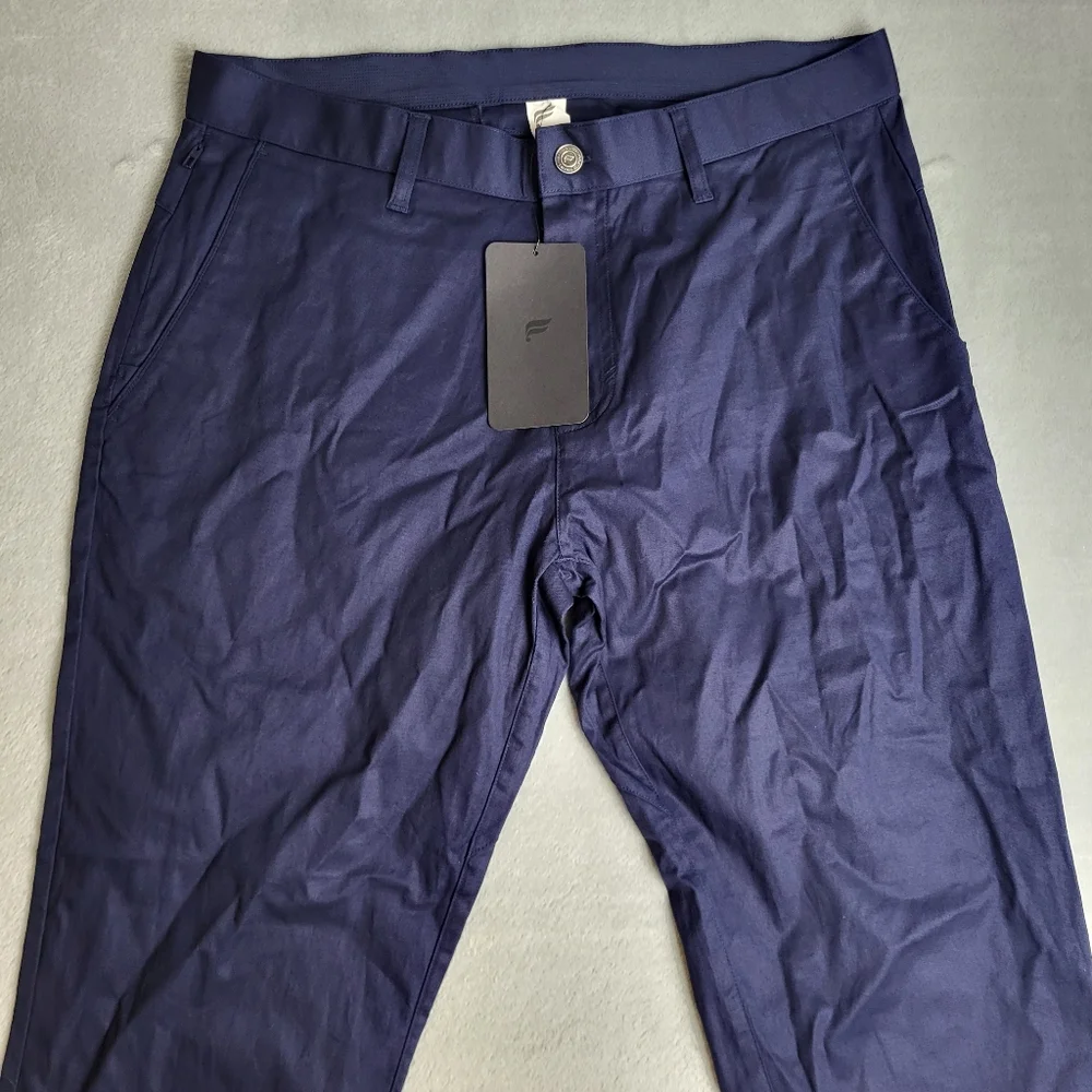 NWT Fabletics Men's High Side Chino Pants Blue 32x32 34x32 $95 MSRP Casual - Picture 3 of 9